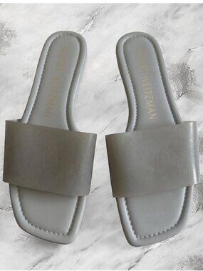 STUART WEITZMAN Light Gray Slide Flats Sandals Size 7